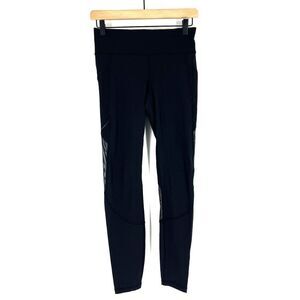 Lululemon Leggings Size 6 Womens Black Miles Ahead Mesh 28” High Rise Train